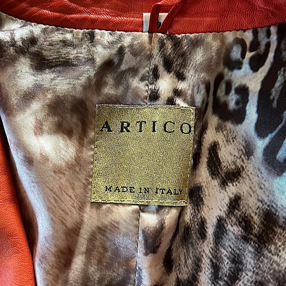 Artico Luxurious Orange Buttery Soft Sheepskin Leather Jacket **Sz 46/US Sz 10** - Picture 4 of 10